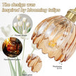 Hardwired Wall Sconces Set of Two, Vintage Wall Lights with Amber Tulip Glass Lampshade, Gold Wall Lamps for Bedroom Bedside Stairway Bathroom Living Room (Bulbs Not Included, Not Battery Powered)