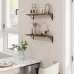 RICHFOCUS Floating Shelves for Wall Decor, 24Inch Shelves Set of 2, 24W x 8D Floating Shelves Wall Mounted with Metal Brackets, Rustic Wood Shelves for Living Room Bedroom Kitchen, Rustic Brown