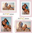 Vittanly 5x7 Picture Frames Set of 4, Display Pictures 4x6 with Mat or 5x7 without Mat, Small Photo Frames for Wall or Tabletop Display, Engineered Wood with Shatter Resistant Plexiglass, Pale Pink