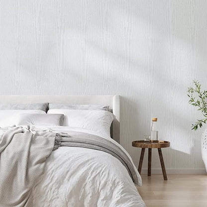 Abyssaly White Wood Paper Decorative Self-Adhesive Film for Furniture Real Wood Tactile Easy to Clean Perfectly Covers The Surface Without Passing Through The Primary Colors 11.8" X 78.7"