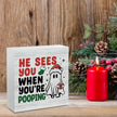 Gothic Christmas Bathroom Decor Ghost Watching Wash Your Hands Wooden Box Signs Christmas Desk Accessories Decorations Indoor for Toilet Bathroom Shelves 5 X 5 Inch