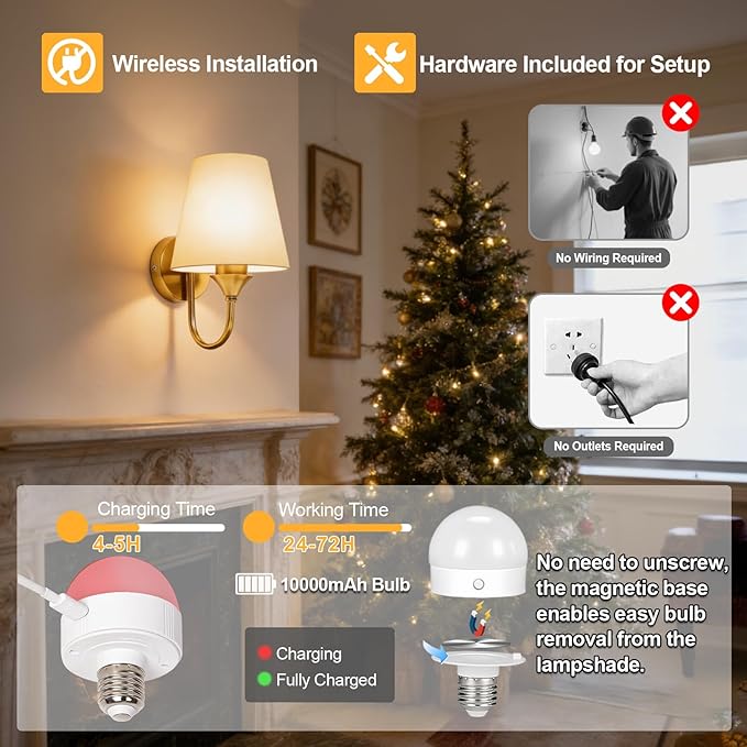 Battery Operated Wall Sconces Set of 2, Gold 10000mAh Rechargeable Dimmable LED Bulb, 15 Colors & Remote, with Fabric for Bedroom Living Room Hallway Staircase Decor