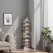 TUTOTAK Narrow Bookshelf, 8-Tier Bookcase, Spine Book Shelf for Small Space, Corner Standing Shelf for Living Room, Office, Study, Entryway, White BS06BW008
