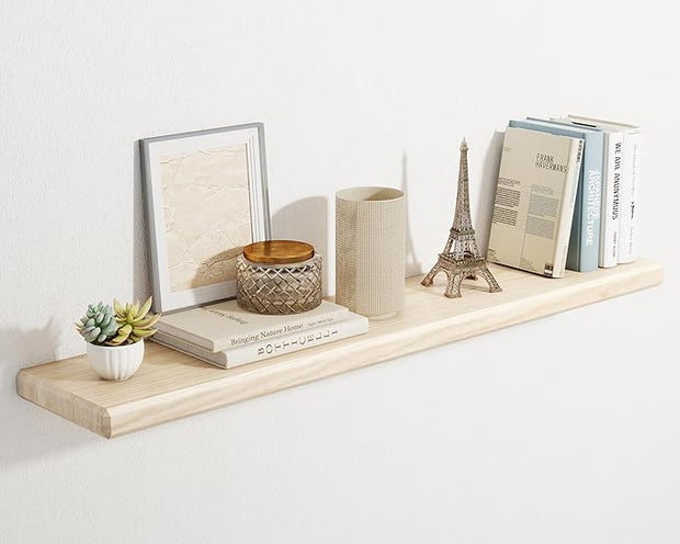 Axeman 48Inch Natural Wood Floating Shelves for Wall|Rustic Wooden Shelves for Bedroom Kitchen Bathroom|Long Storage Shelf with Invisible Bracket for Wall Mounted|Set of 1|Natural Color