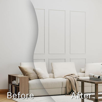 Premade Peel and Stick Wall Molding Kit, Set of 6 Pcs (3 Top & 3 Bottom) Self Adhesive Accent Wainscoting Panels for Interior Wall Moulding Decor, Ready to Assemble Moulding Trim(Style4– 54 x 23 in)