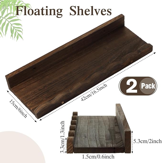 Suzile 2 Pcs Scalloped Shelves Wall Floating Shelves Set for Room, Bathroom, Bedroom, Cute Room Decor Aesthetic and Books, Toys, Photo Frames Storage(16.5