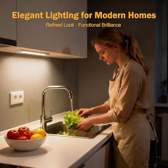 V4light Rechargeable Motion Sensor Under Cabinet Light, Magnetic LED Bar with 1500mAh Battery, Silver Aluminum Cabinet Lighting, Dimmable 3 Color Temperatures for Kitchen, Pantry & Closets (9 in)