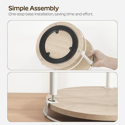 Lazy Susan Organizer, Rotating Spice Rack, 2 Tier Spice Turntable Organizer, Industrial Turntable Spice Holder, for Kitchen Countertop, Compact and Versatile, White and Light Oak SR22WG