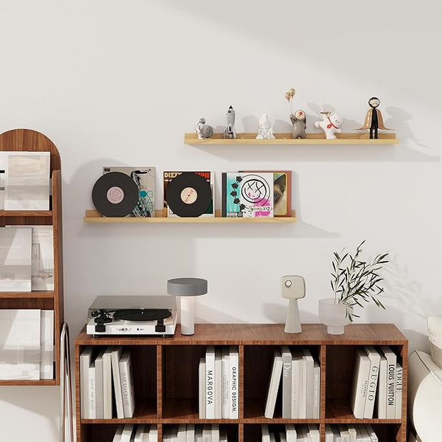 Axeman 36 Inch Floating Shelves | Picture Ledge Shelf Set of 2 | Oak Wall Shelves with Lip | Oak Picture Shelf for Wall with Ledge | Photo Ledges 36 Inch