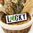 Lucky Wood Sign, Lucky Shamrocks Wooden Block Signs, Rustic Tabletop Decors, Happy St. Patrick's Day Decoration for Home Office, Housewarming Decor, Irish Gift for Women Men, 9.5x3.1x1 inches