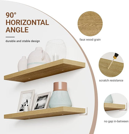 Heimlove Floating Shelves for Wall Set of 2,9.3" Deep Wall Shelves,39.4" W x 9.3" D x 1.5" H,Oak