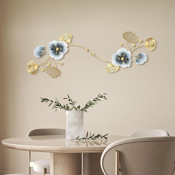 Tandefio 3 Pcs Metal Decorative Wall Mirrors for Living Room Metal Ginkgo Leaf Mirror Modern Creative Wall Decor Art Hanging Decor Mirror for Entrance Bedroom Living Room(Vintage Gold,16.inches)