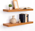 Floating Shelves for Wall 24 Inch Solid Real Wood Shelves Set of 2 Rustic Farmhouse Wall Mounted Wood Shelf for Bedroom Living Room Bathroom Kitchen Home Decor Office