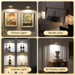 Picture Lights for Wall with Charge Station, 3 Pcs Rechargeable Magnetic Poster Lights with 3 Color Temperatures, Dimmable Timer Painting Wall Decor Light for Art Display, Frame (Gold)