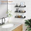 Forbena Black Floating Shelves for Wall, Bahtroom Wall Shelves Over Toilet, Rustic Hanging Shelf with Lip Rail for Bedroom Kitchen Office Living Room Picture Photo Decor, 17 Inch Long-Set of 3