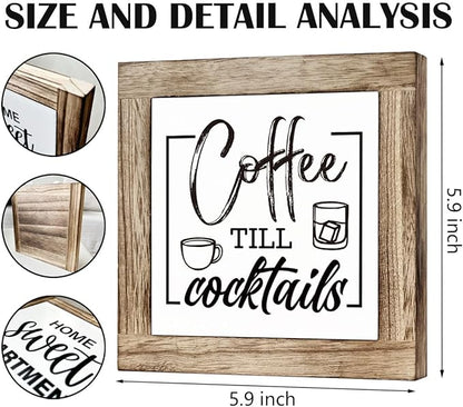 Rustic Coffee Bar Sign - Wooden Block Set, Perfect for Home or Kitchen Decor, Coffee Lover Gift