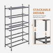 STORAGE MANIAC Expandable Shoe Rack, 16 Pairs Stackable Small Shoe Rack, Metal Adjustable Shoes Organizer for Closet, Entryway, Hallway, Garage, Front Door, Shoes Shelves, Black 4 Tier