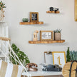 Suzile Set of 3 Small Rustic Wave Edge Floating Shelf 3 Size Live Edge Wooden Shelf with Metal Bracket Wall Mounted Display Ledge Shelves Farmhouse Vintage Wall Decor for Living Room Bedroom (Brown)