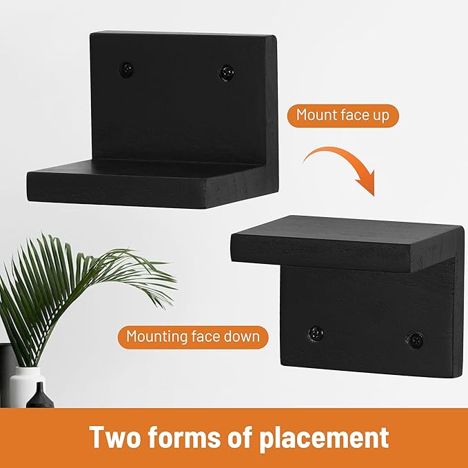 Small Floating Shelf for Wall Set of 6,Mini Shelves for Display Small Figurine,Plant,Collectibles,Wall Shelves for Bedroom Living Room Bathroom Kitchen Decor（Black）