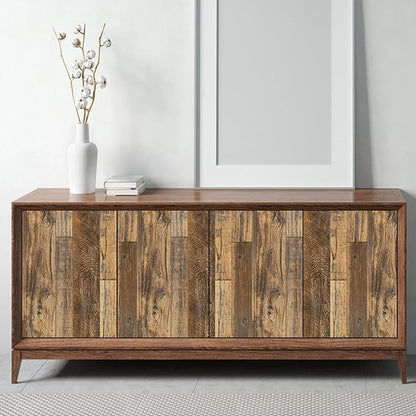 17.71''×236.2'' Wood Plank Wallpaper Self-Adhesive Shiplap Brown Peel and Stick Wall Paper Removable Home Decorative Faux/Distressed Wooded Grain Vinyl Film Roll Furniture Wall Covering