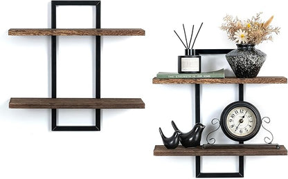 Decorative Floating Shelves for Bedroom: 2-Tier Display Hanging Shelves Storage for Home Office Small Space Corner