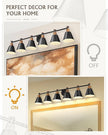 FEMILA Black 6 Light Bathroom Vanity Light, Vintage Bathroom Light Fixtures Over Mirror, E26 Base, 4FG59B-6W BK