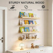 Fixwal Nursery Book Shelves, 16.5 Inch Floating Bookshelves for Wall Set of 4, Scalloped Wall Book Shelves with Towel Rack for Kids, Toddler Room, Baby Room, Nursery Decor and Storage(Natural Wood)