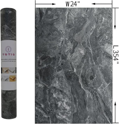 TOTIO 24x354inch Gray Marble Contact Paper Textured Grey Granite Wallpaper Peel Stick Countertop Paper Removable Waterproof Adhesive Thick Matte Marble Look Wall Paper Roll Kitchen Table Vinyl Wrap