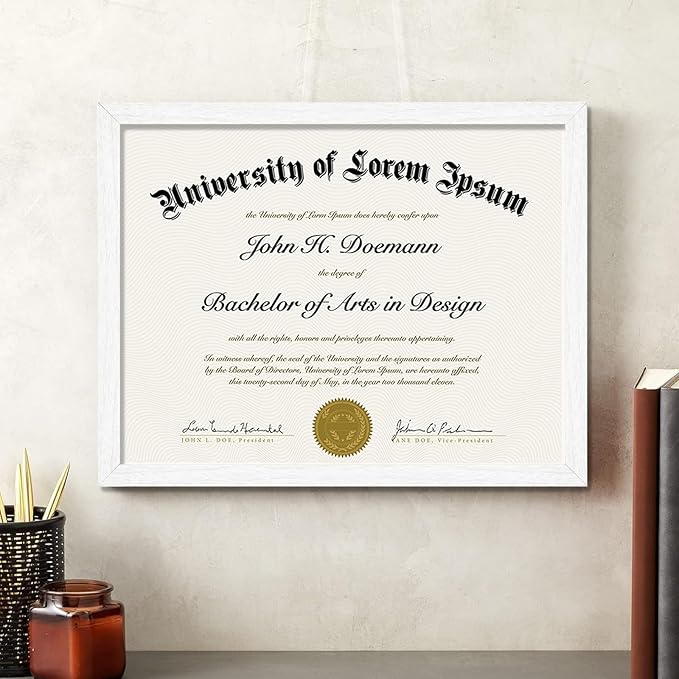 A PLUS MAX White 8.5 x 11 Frame Set of 6, Engineered Wood Frame with Wood-grain for Display 8.5 by 11 Document Award Certificate Wall and Tabletop - 6 Pack/White/8.5x11