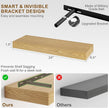 Fun Memories Floating Shelves for Wall, 24Inch Floating Shelves Set of 2, Hanging Shelf with Invisible Brackets, Wood Shelves for Living Room, Bedroom, Kitchen, Oak