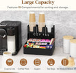 Lifewit 2-tier Coffee Station Organizer Caddy for Countertop, 10 Compartments Coffee Bar Organizers for Cups, Pods, Sugar, Compact Condiment Holders Storage for Office Breakroom Kitchen Home Black