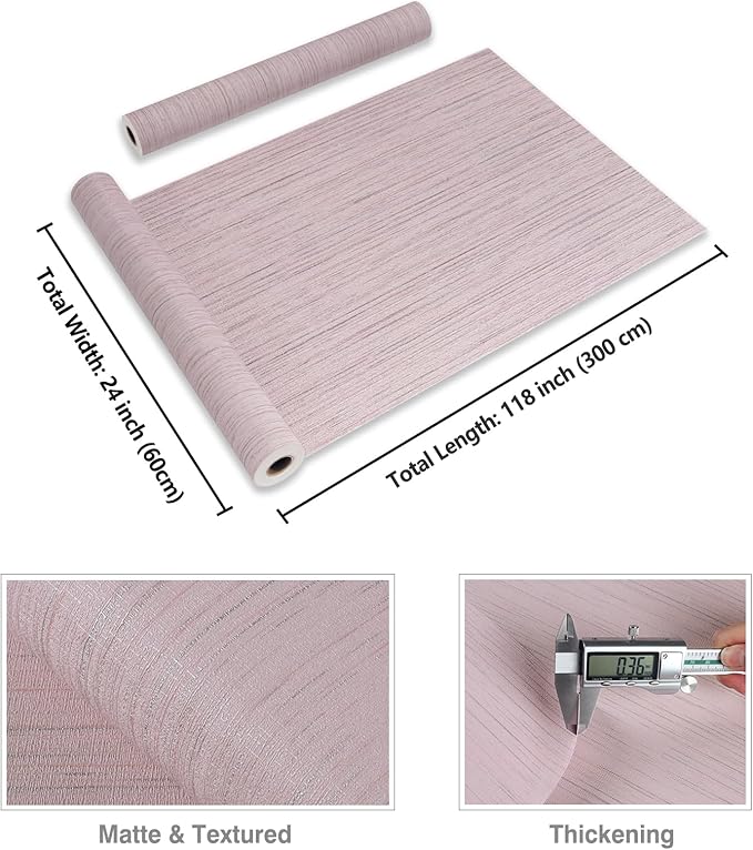 CRE8TIVE Pale Pink Grasscloth Peel and Stick Wallpaper for Girls Bedroom 24
