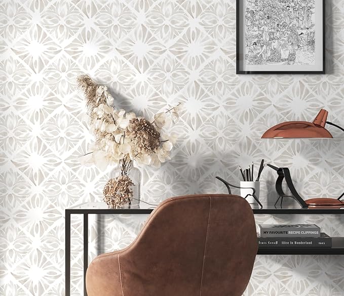 Geometric Peel and Stick Wallpaper Boho 393 "x16.1 White and Gray Wallpaper White Contact Paper Removable Wallpapers for Bedroom Waterproof Removable Shelf Liner Decal Vinyl Roll