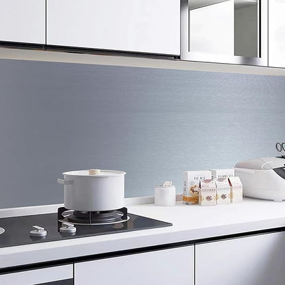 wishFIRE Silver Peel and Stick Wallpaper 15.7"×472" Metallic Textured Contact Paper Modern Waterproof Wallpapers Removable Self Adhesive Vinyl DIY Decor Wall Paper for Bedroom Kitchen Cabinets Fridge