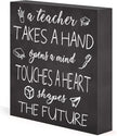 Barnyard Designs Wooden Box Sign Motivational Desk Decor, Inspirational Office Desk Decorations for Women Office Bathroom Shelf Décor (Teacher)