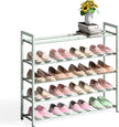Bumusty 5-Tier Expandable Shoe Rack for Closet, 18“-33” Adjustable Shoe Rack for Small Space, Small Shoe Organizer for Front Door, Sturdy Metal,Green