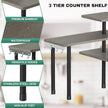ZHWS Kitchen Countertop Organizer, Bathroom Counter Organizer, Adjustable 3 Tier Corner Shelf with 4 Metal Hooks for Counter Organize, Spice Rack, Makeups, Coffee Station Bookshelf (Rustic Grey)