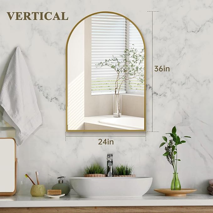 Arched Wall Mirror for Bathroom, 24