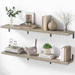 Marsmiles Extra Wide Floating Shelves for Wall, 48x8 Inch Natural Wood Grain Bookshelves, Heavy Duty Mounted Shelving for Bathroom, Kitchen, Living Room, Bedroom,Set of 2，Grey