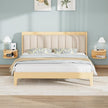 Bamboo Floating Nightstand with Storage Drawer and Modern Open Shelf Cubby，Bedroom, Living Room, Kitchen, Tool Room for use. (Natural, Trumpet)