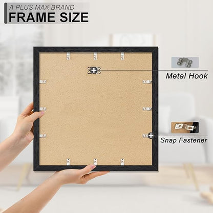 A PLUS MAX Square 18x18 Frame, Black Engineered Wood Picture Frame for 18 x 18 Picture Poster Photo, Light Weight 18 by 18 Frame with Wood-grain for Wall - 1 Pack/Black/18 x18