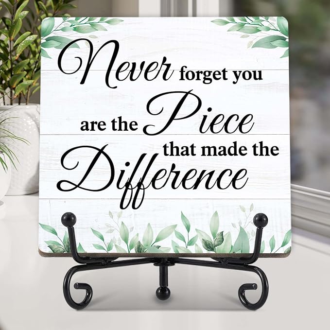 Thank You Appreciation Gifts for Mentor Teacher Nurse Employee, Never forget you are the Piece that Made the Difference Wooden Sign, Office Desk Decor - E12