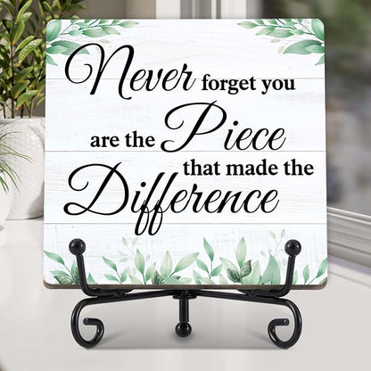 Thank You Appreciation Gifts for Mentor Teacher Nurse Employee, Never forget you are the Piece that Made the Difference Wooden Sign, Office Desk Decor - E12