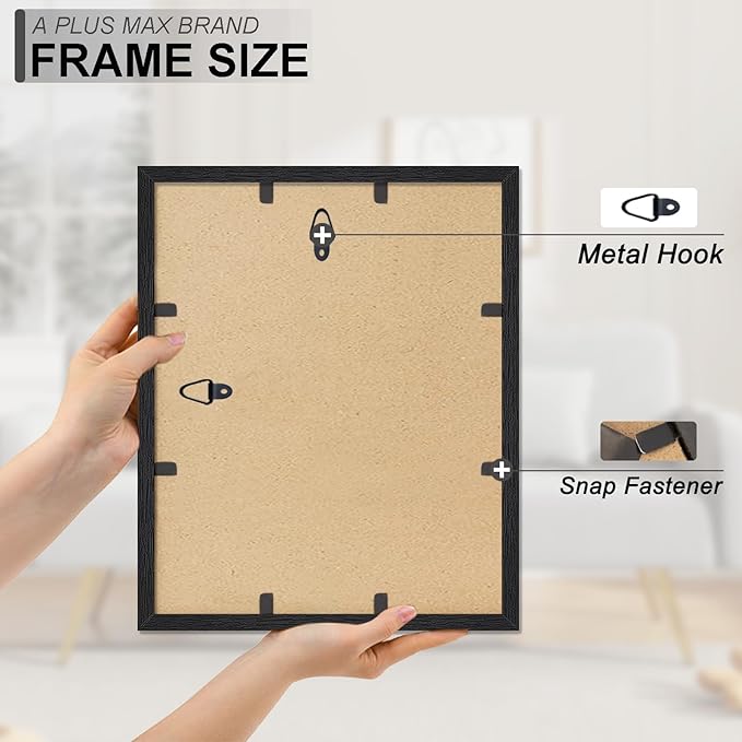 A PLUS MAX 13x16 Picture Frame, Black Engineered Wood Frame for 13 x 16 Inch Picture Poster Photo, Light Weight 13 by 16 Frame with Wood-grain for Wall - 1 Pack/Black/13 x16