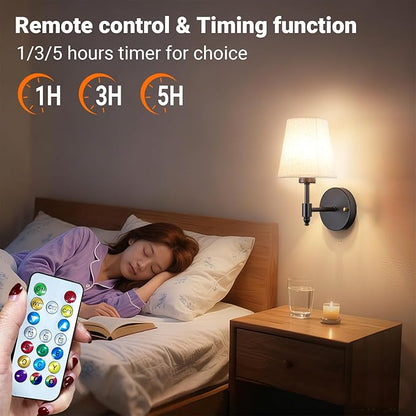 Peel and Stick Wall Sconces, No Drilling Stick On Wall Sconce, Wireless Battery Operated Wall Lights, Adhesive Wall Lamp with 10000mAh Battery Bulb for Bedroom Living Room Decor