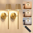 LUTEC Cordless Wall Sconces Set of 2, 5200mAh Wireless Rechargeable Battery Operated LED Wall Lamps, 3 Color Stepless Dimming Portables Lightings for Wall Painting/Living Room/Bedroom/Hallway Decor