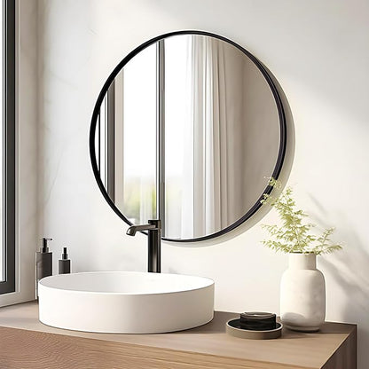 Fabuday Black Round Mirror 32 Inch for Bathroom - Large Wall Circle Mirror for Living Room, Entryway, Bedroom, Hallyway Big Circular Mirror with Matte Frame