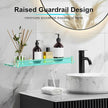 20 Inches Glass Shelves for Bathroom, Brushed Gold Floating Glass Shelf Stainless Steel Tempered Glass Bathroom Shelves for Wall Mount Modern