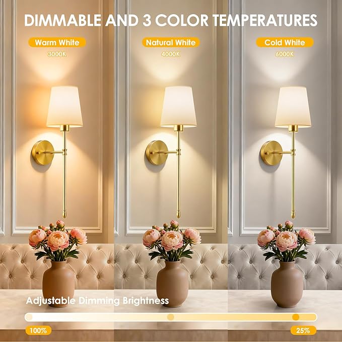 OCATO Battery Operated Wall Sconce: 10000mAh Wireless Wall Sconces Set of Two Rechargeable Lamp Dimmable Magnetic Lights with 7 RGB Colors and Remote Walls Decor for Bedroom Living Room Hallway