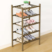 Smiry Bamboo Shoe Rack for Closet, 5 Tier Small Wooden Stackable Shoe Organizer, Free Standing Shoes Storage Shelf for Entryway, Front Door Entrance, Walnut